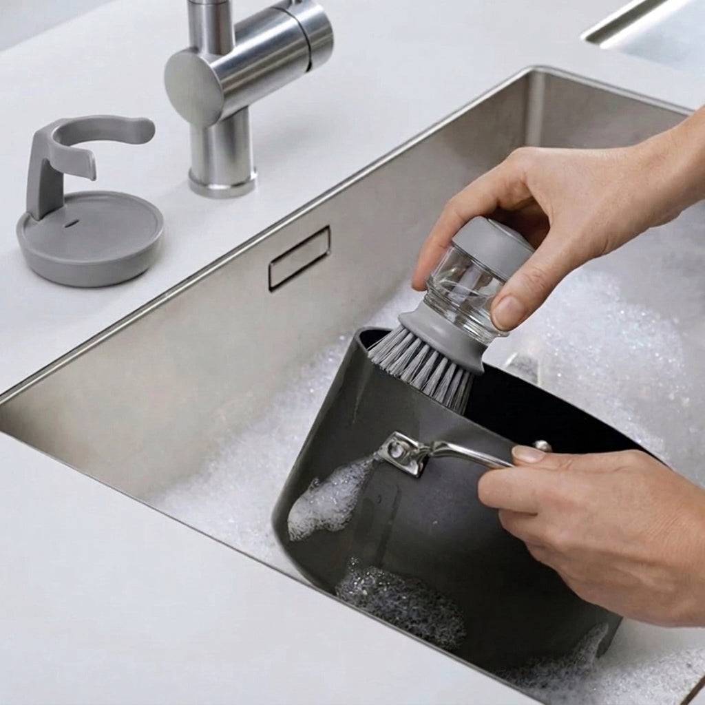 Cepillo con dispensador de jabón Cocinen gris
